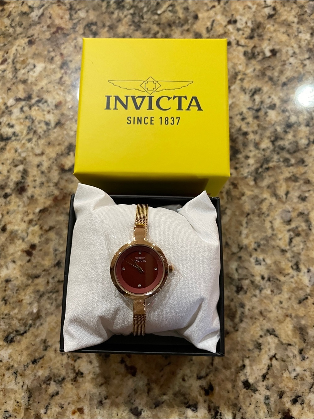 Invicta Angel Rose Gold Mesh Band Watch with Brown Dial